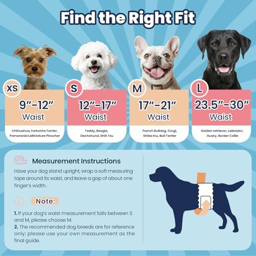 Disposable Dog Diapers Male M, Breathable Male Dog Wraps with Color Change Strip, Durable Belly Bands for Male Dogs Medium Breeds