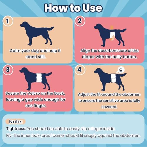 Disposable Dog Diapers Male M, Breathable Male Dog Wraps with Color Change Strip, Durable Belly Bands for Male Dogs Medium Breeds