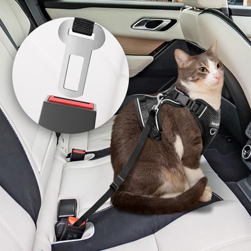 Cat Harness, Cat Harness and Leash for Walking, Adjusted in Four Directions and Breathable Cat Harness for Anti Escape That can be Fitted and Positioned, Reflective Strips Harness, Black