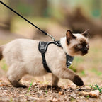 Cat Harness, Cat Harness and Leash for Walking, Adjusted in Four Directions and Breathable Cat Harness for Anti Escape That can be Fitted and Positioned, Reflective Strips Harness, Black