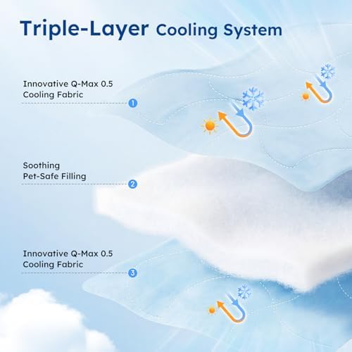 Premium Cooling Blanket for Large Dogs - Q-MAX>0.5 Breathable Washable Dog Cooling Mat, Travel Soft Pet Summer Essentials, Blue, 40"x50"