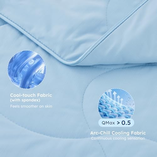 Premium Cooling Blanket for Large Dogs - Q-MAX>0.5 Breathable Washable Dog Cooling Mat, Travel Soft Pet Summer Essentials, Blue, 40"x50"
