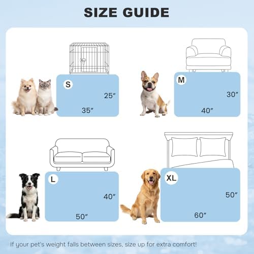 Cooling Blanket for Medium Dogs - Breathable Air-Core Fill Lightweight Pet Mat, Soft Cold Blanket Washable for Summer, Grey, 30"x40"