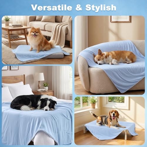 Cooling Blanket for Medium Dogs - Breathable Air-Core Fill Lightweight Pet Mat, Soft Cold Blanket Washable for Summer, Grey, 30"x40"