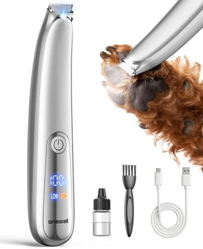 Dog Paw Trimmer, 2-Speed Up to 6500 RPM, 35dB Low-Noise Safe Pet Paw Trimmers with Curved Blade and LED Light, Cordless Pet Grooming Paw Clipper for Dogs, Cats, Paws, Ears, Face, Rump