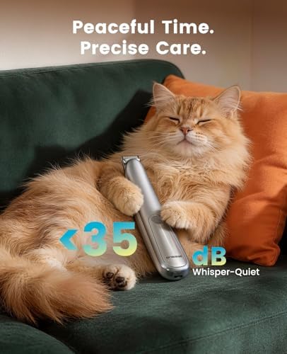 Dog Paw Trimmer, 2-Speed Up to 6500 RPM, 35dB Low-Noise Safe Pet Paw Trimmers with Curved Blade and LED Light, Cordless Pet Grooming Paw Clipper for Dogs, Cats, Paws, Ears, Face, Rump