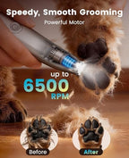 Dog Paw Trimmer, 2-Speed Up to 6500 RPM, 35dB Low-Noise Safe Pet Paw Trimmers with Curved Blade and LED Light, Cordless Pet Grooming Paw Clipper for Dogs, Cats, Paws, Ears, Face, Rump
