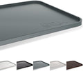 Silicone Dog & Cat Food Mat with Raised Edge, 24"x16" Extra Thick Waterproof Non-Slip Pet Feeding for Food and Water Bowls, Spill Proof Mat to Protect Floors, BPA Free Dishwasher-Safe,Gray