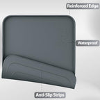 Silicone Dog & Cat Food Mat with Raised Edge, 24"x16" Extra Thick Waterproof Non-Slip Pet Feeding for Food and Water Bowls, Spill Proof Mat to Protect Floors, BPA Free Dishwasher-Safe,Gray