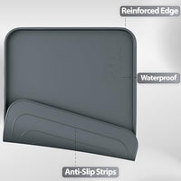Silicone Pet Food Mat with Raised Edge – Waterproof & Non-Slip (24" x 16", Gray)