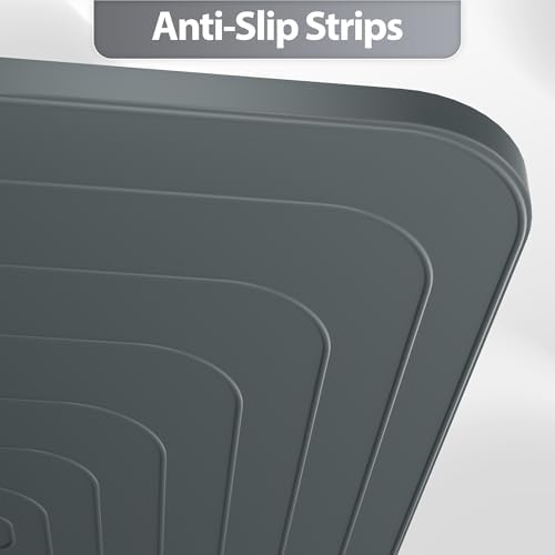 Silicone Dog & Cat Food Mat with Raised Edge, 24"x16" Extra Thick Waterproof Non-Slip Pet Feeding for Food and Water Bowls, Spill Proof Mat to Protect Floors, BPA Free Dishwasher-Safe,Gray