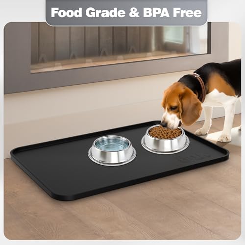 Silicone Pet Food Mat with Raised Edge – Waterproof & Non-Slip (20" x 14")