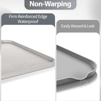 Silicone Pet Food Mat with Raised Edge (24" x 16", Beige Gray)