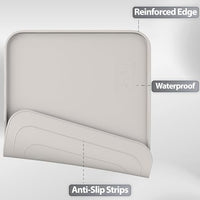 Silicone Pet Food Mat with Raised Edge (24" x 16", Beige Gray)
