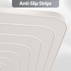 Silicone Dog & Cat Food Mat with Raised Edge, 24"x16" Extra Thick Waterproof Non-Slip Pet Feeding for Food and Water Bowls, Spill Proof Mat to Protect Floors, BPA Free Dishwasher-Safe,Beige Gray
