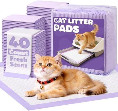 Cat Pee Pads, Fits Breeze Litter Box System, Leak-Resistant Disposable Pee Pad for Cats, 12 x 17.5" Cat Litter Pads, 900g Absorbency, for Litter Box Drawers, 40 Count, Fresh Scent