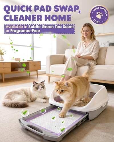 Cat Pee Pads, Fits Breeze Litter Box System, Leak-Resistant Disposable Pee Pad for Cats, 12 x 17.5" Cat Litter Pads, 900g Absorbency, for Litter Box Drawers, 40 Count, Fresh Scent