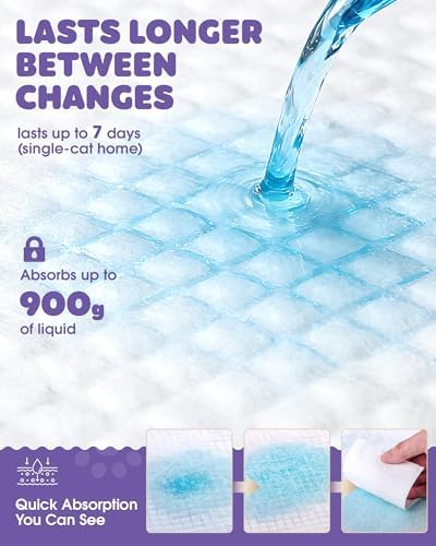 Cat Pee Pads, Fits Breeze Litter Box System, Leak-Resistant Disposable Pee Pad for Cats, 12 x 17.5" Cat Litter Pads, 900g Absorbency, for Litter Box Drawers, 40 Count, Fresh Scent