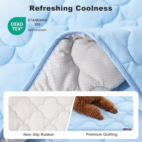 Cooling Mat for Medium Dogs, Q-Max>0.5 Thin Breathable Cold Crate Pad for Pet, Portable Washable Kennel Bed for Summer Active Dog with Chill Cool Soothing Fabric to Rapid Cooling, 29x18, Grey