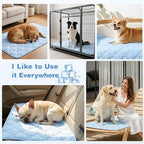 Cooling Mat for Medium Dogs, Q-Max>0.5 Thin Breathable Cold Crate Pad for Pet, Portable Washable Kennel Bed for Summer Active Dog with Chill Cool Soothing Fabric to Rapid Cooling, 29x18, Grey