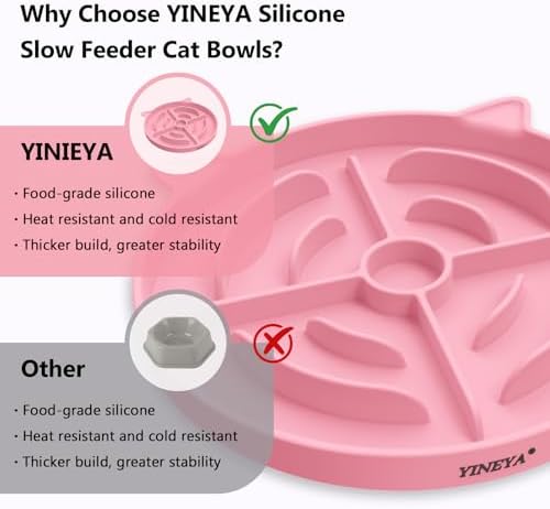 2 Pcs Silicone Slow Feeder Cat Bowl, Cat Slow Feeder for Food Training, Interactive Puzzle Bowls for Puppy, Kitten Dishes to Prevent Overeating, Treat Toys Suitable for Dry and Wet Food