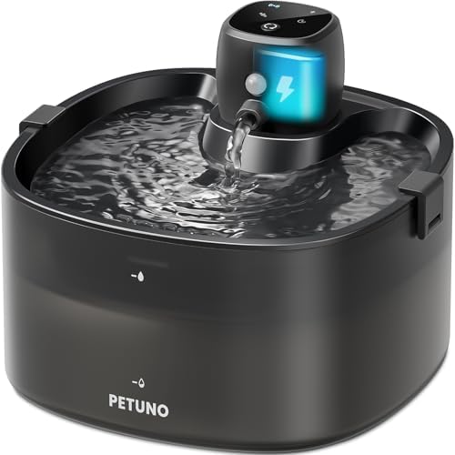 Wireless Cat Water Fountain, Cat Fountain Battery Operated, 78oz/2.3L Pet Water Fountain Cordless, 4000mAh Rechargeable Automatic Fountain with Motion Sensor, Ultra-Quiet Pump & Locking Lid, Black