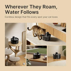 Wireless Cat Water Fountain, Cat Fountain Battery Operated, 78oz/2.3L Pet Water Fountain Cordless, 4000mAh Rechargeable Automatic Fountain with Motion Sensor, Ultra-Quiet Pump & Locking Lid, Black