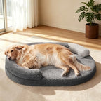 Orthopedic Dog Beds Large Sized Dog, Washable Waterproof Oval Large Dog Bed with Removable Cover, Big Egg-Crate Memory Foam Pet Bed with Bolster Sides & Non-Skid Bottom, Dark Grey, 36''x27''