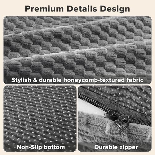 Orthopedic Dog Beds Large Sized Dog, Washable Waterproof Oval Large Dog Bed with Removable Cover, Big Egg-Crate Memory Foam Pet Bed with Bolster Sides & Non-Skid Bottom, Dark Grey, 36''x27''