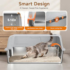 Stainless Steel XL Cat Litter Box for Cats, High-Sided Design Prevents Urine Leakage, Non-Stick, Easy to Clean, Includes Scoop, Gray