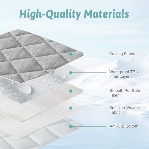 Extra Large Dog Cooling Mat 52"x82" Q-Max>0.4, Waterproof & Leakproof Pet Bed Cover, Non-Slip Cooling Dog Blanket for Couch, Floor, Large Dogs (Gray)