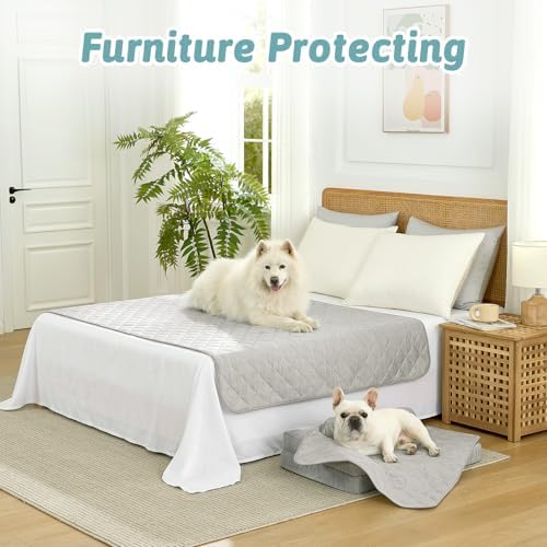 Extra Large Dog Cooling Mat 52"x82" Q-Max>0.4, Waterproof & Leakproof Pet Bed Cover, Non-Slip Cooling Dog Blanket for Couch, Floor, Large Dogs (Gray)