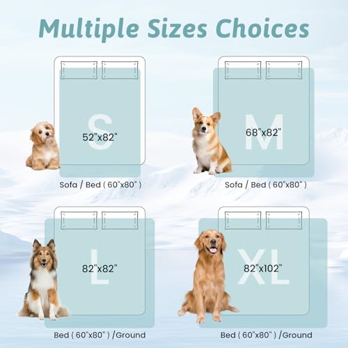 Extra Large Dog Cooling Mat 52"x82" Q-Max>0.4, Waterproof & Leakproof Pet Bed Cover, Non-Slip Cooling Dog Blanket for Couch, Floor, Large Dogs (Beige)