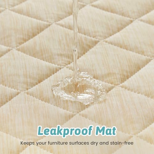 Extra Large Dog Cooling Mat 52"x82" Q-Max>0.4, Waterproof & Leakproof Pet Bed Cover, Non-Slip Cooling Dog Blanket for Couch, Floor, Large Dogs (Beige)