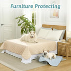Extra Large Dog Cooling Mat 52"x82" Q-Max>0.4, Waterproof & Leakproof Pet Bed Cover, Non-Slip Cooling Dog Blanket for Couch, Floor, Large Dogs (Beige)