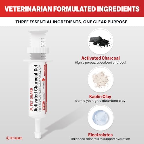 Activated Charcoal for Dogs & Cats (60 mL) | Emergency Pet First Aid for Accidental Ingestion & Digestive Support | Simple to Dose, Ready-to-Use | Chicken Flavored