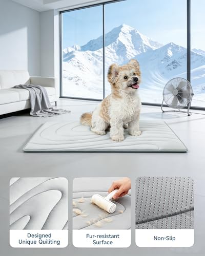 Self-Cooling Dog Mat Large – Non-Slip & Washable (48" x 28", Grey)