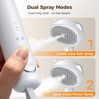 Self Cleaning Shedding Steam Cat Brush, Silicone Scraper Included Dog Brush, primecat, Cat Brushes for Shedding, USB Rechargeable, for Grooming & Haired Pets, Dogs & Cats, White