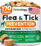 Flea and Tick Prevention for Dogs Pills - Natural Dog Flea & Tick Control - 170 Soft Chewables - Oral Defense Treatment for Dogs Supplement - Vet Formulated Chews - All Breeds & Ages - Made in USA