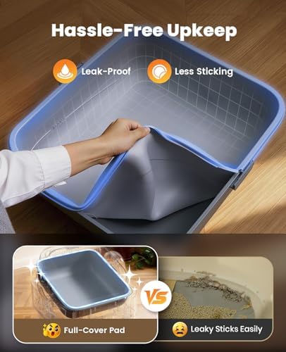 Self Cleaning Litter Box with APP Control: Open-Top Smart Cat Litter Box Rinsable Easy Clean, Safety Protection&11L Large Waste Bin, Automatic Litter Box for Large Cats (Ease S1 Pro)