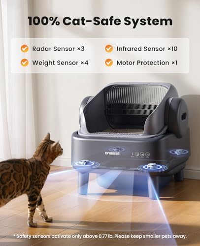 Self Cleaning Litter Box with APP Control: Open-Top Smart Cat Litter Box Rinsable Easy Clean, Safety Protection&11L Large Waste Bin, Automatic Litter Box for Large Cats (Ease S1 Pro)