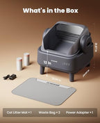 Self Cleaning Litter Box with APP Control: Open-Top Smart Cat Litter Box Rinsable Easy Clean, Safety Protection&11L Large Waste Bin, Automatic Litter Box for Large Cats (Ease S1 Pro)