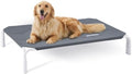 Raised Dog Bed Tool-Free Assembly, Outdoor Elevated Dog Bed for Large Dogs, Cooling Portable Cot Pet Hammock Bed with Non-Slip Feet & Waterproof Teslin Mesh, 43x30 Inch