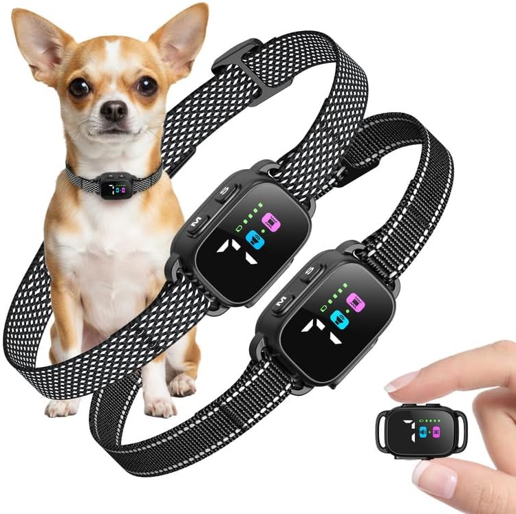 No-Shock Anti-Bark Collar for Small Dogs 2-Pack – Rechargeable (5–30 lbs)