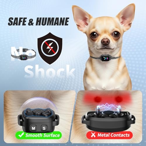 No-Shock Anti-Bark Collar for Small Dogs – Rechargeable (Black)