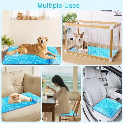 Dog Cooling Mat, Pet Cooling Mat with Non-Toxic Solid Gel, Self-Cooling Pad for Dogs, Waterproof, Durable Cooling Bed for Indoor, Outdoor, Summer
