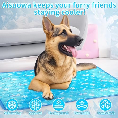 Dog Cooling Mat, Pet Cooling Mat with Non-Toxic Solid Gel, Self-Cooling Pad for Dogs, Waterproof, Durable Cooling Bed for Indoor, Outdoor, Summer