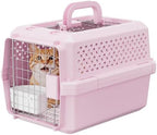 Small Hard Sided Pet Carrier, Ventilated Plastic Travel Crate with Metal Door and Top Handle for Small Dogs and Cats, Pink Small, Ideal for Car Travel Vet Visits and Daily Use