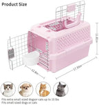 Small Hard Sided Pet Carrier, Ventilated Plastic Travel Crate with Metal Door and Top Handle for Small Dogs and Cats, Pink Small, Ideal for Car Travel Vet Visits and Daily Use
