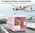 Small Hard Sided Pet Carrier, Ventilated Plastic Travel Crate with Metal Door and Top Handle for Small Dogs and Cats, Pink Small, Ideal for Car Travel Vet Visits and Daily Use